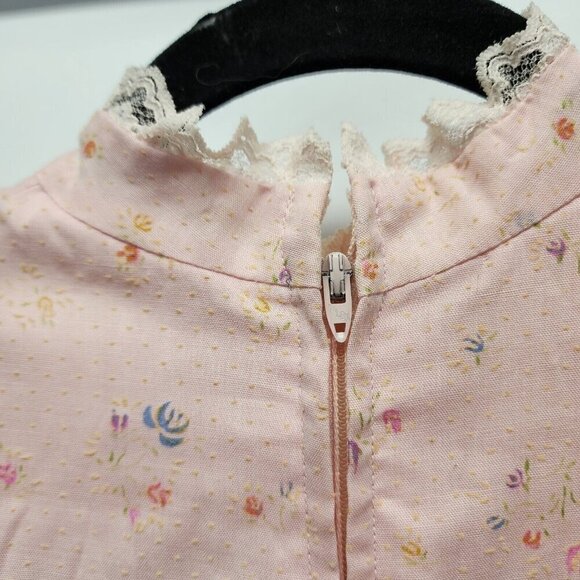 Vintage Handmade 70's Prairie CottageCore Pink Floral Long Sleeve Dress Sz 0? - Picture 14 of 16